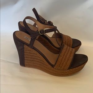 Women’s Ugg wedge sandals, size 9.5, new